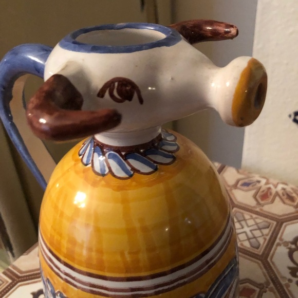 Vintage Spanish Pottery Bull Creamer Pitcher Spanish Signed Espana - Picture 3 of 9